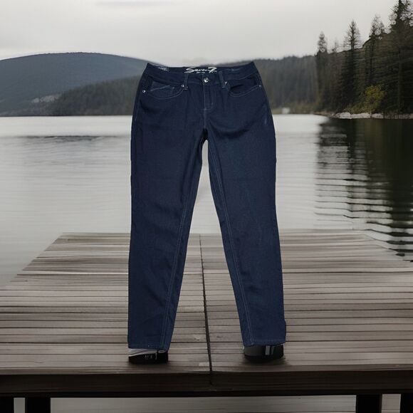 Seven7 Legging Jeans 12 (32x28) Dark Wash Blue Mid Rise Stretch Womens - Picture 1 of 10